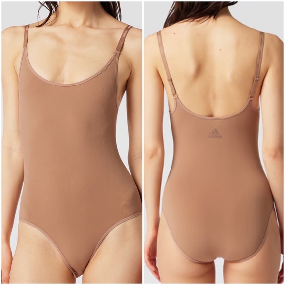 Adidas Originals Performance Seamless Bodysuit Size Medium Toasted Almond.  24 - Picture 1 of 10